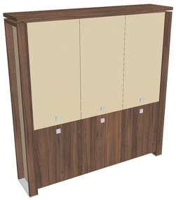 Verno+ S magas szekrény 200 x 46 x 210 cm, kombinált ajtó, dió / vanília