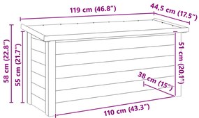 Tároló doboz 44x119x57 cm impregnált fenyő