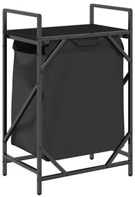 fekete tölgyfa mosodai kosár 1 rekeszes polccal