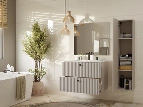 TIGO 1D fürdőszoba szekrény 31x29.5x135 cm függesztett, kasmír, fekete csíkos