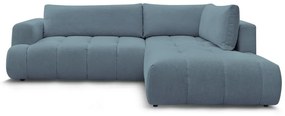 Kék kinyitható-tárolóhelyes sarokkanapé (jobb oldali-L alakú) Fuji – Bobochic Paris