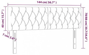 világosszürke szövet LED-es fejtámla 144 x 7 x 78/88 cm