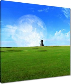 Vászonkép 60x60 Golfpálya szélmalommal