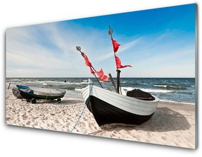 Üvegkép Boat Beach Landscape 120x60cm 2 fogas