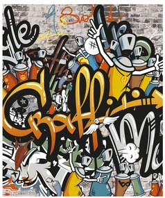 Fotótapéta graffiti tégla falon - 225x270 - cm