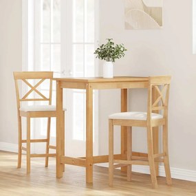 2 db természetes tömörfa gumiból bárszékek párnákkal