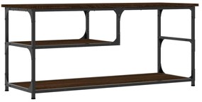barna tölgy színű szerelt fa és acél TV-szekrény 103x38x46,5 cm