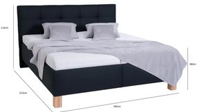 MARIA kárpitozott ágy matraccal és ágyneműtartóval, 180x200 cm, antracit