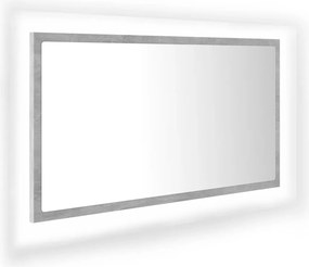 vidaXL betonszürke akril LED-es fürdőszobatükör 80x8,5x37 cm