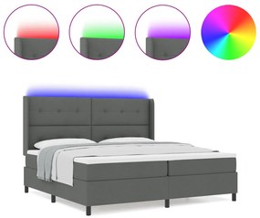 Boxspring Ágy Mattal és LED Fekete Szürke 200x200 cm Szövet