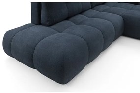 Kihúzható jobbos kárpitozott sarokülőgarnitúra tárolóhellyel, L alakú ALMADA, kék