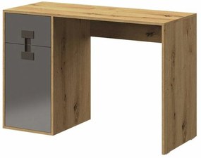 Íróasztal Akron N100Fiókos, Ajtókkal, 82x120x50cm, Artisan tölgy, Fényes szürke