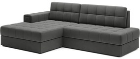 Szürkésbarna bársony kinyitható sarokkanapé (bal oldali-heverő résszel) Blezalt – ELTAP