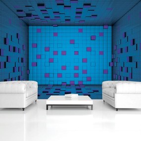 Fotótapéta - 3D szoba kék kockákból (152,5x104 cm)