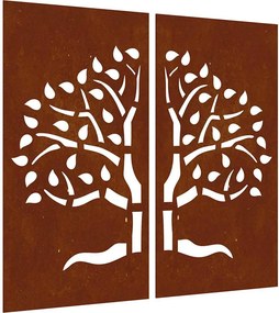 vidaXL 2 db famintás corten acél kerti faldísz 105 x 55 cm