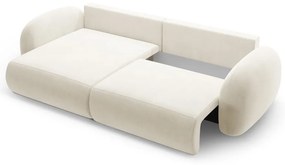 Krémszínű bársony kinyitható-tárolóhelyes sarokkanapé Tonale – Cosmopolitan Design
