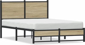 vidaXL sonoma tölgy színű fém ágykeret matrac nélkül 120 x 200 cm