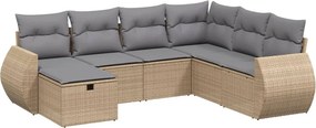 vidaXL 7 részes vegyes bézs polyrattan kerti ülőgarnitúra párnákkal