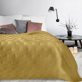 Dekoratív ágytakaró 220x240 mustár geometrikus minta