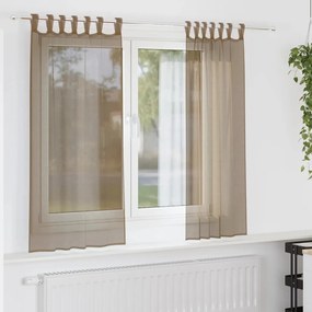 vidaXL 2 db világosbarna fátyolfüggönyök hurokkal 140x140 cm