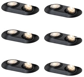 6 darabos, lekerekített, süllyesztett spotlámpa készlet fekete GU10 50mm 2-lámpás - Hubs