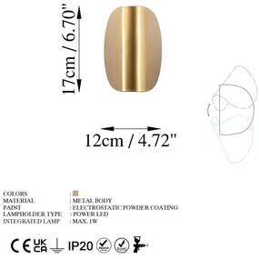 Aranyszínű LED fali lámpa Heybe – Opviq lights