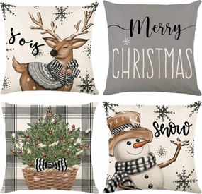 Karácsonyi Párnahuzat Szett 4 Db-os Dekoratív 45X45