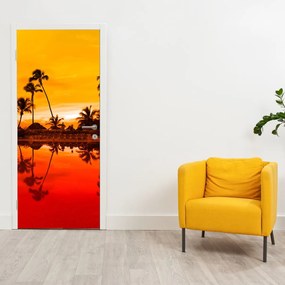 Fotótapéta ajtóra - Naplemente az üdülőhely felett (95x205cm)