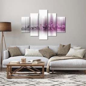 Kép - Panoráma a városra, rózsaszín-szürke (150x105 cm)