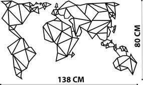 World fém fali dekoráció, 140×80 cm