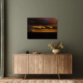 Egy vitorlás naplementekor képe (üvegen) (70x50 cm)