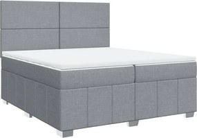 vidaXL világosszürke szövet rugós ágy matraccal 200 x 200 cm