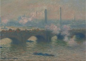 Üveg kép - Claude Monet, Waterloo Bridge, Gray Day, reprodukciók (70x50 cm)