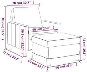 fekete műbőr kanapéfotel lábtartóval 60 cm