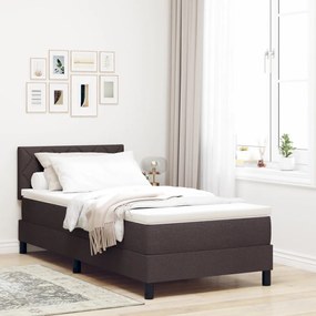 Box Spring Ágy Matraccal & LED Sötétbarna 100x200 cm Szövet