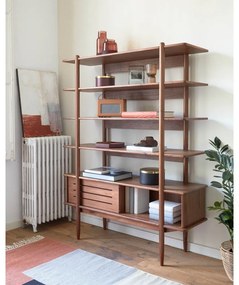 Carolin könyvespolc diófa dekorral, 130 x 169 cm - Kave Home