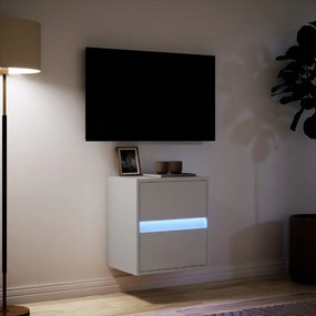 fehér falra szerelhető TV-szekrény LED-lámpákkal 41x31x45 cm