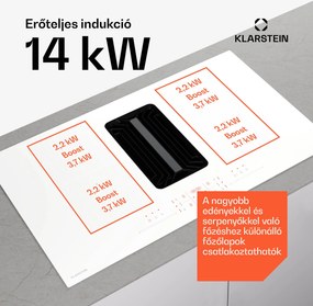 Klarstein AirJet FlexPro Down Air System, Indukciós főzőlap + páraelszívó, Flexi zóna, Booster