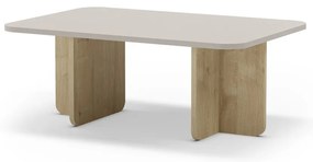 Krémszínű-natúr színű dohányzóasztal tölgyfa dekorral 56x100 cm Hillary – Marckeric