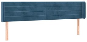 sötétkék bársony LED-es fejtámla 183 x 16 x 78/88 cm