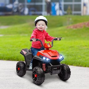 AIYAPLAY 12V Akkumulátoros Gyerek Elektromos Quad 3 Éves Kortól 5 km/h Sebességgel, Fényszórókkal, MP3 Zenével, Előre/Hátra, 30 kg Teherbírással Piros