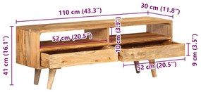 tömör mangófa TV-szekrény 110x30x41 cm