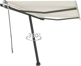 vidaXL krémszínű kézzel kihúzható póznás napellenző 350 x 250 cm