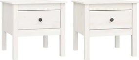 vidaXL 2 db fehér tömör fenyőfa kisasztal 50 x 50 x 49 cm