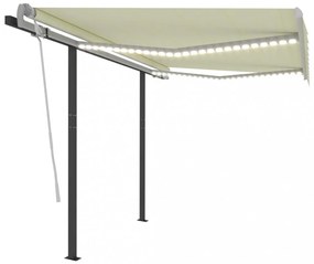 krémszínű kézzel kihúzható LED-es napellenző 3,5 x 2,5 m