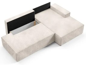 TERAMO L-alakú, ággyá alakítható jobb oldali sarokülőgarnitúra tárolóval, bézs