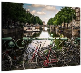 Egy bicikli képe a városban (üvegen) (70x50 cm)