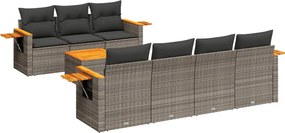 vidaXL 8 részes szürke polyrattan kerti ülőgarnitúra párnákkal
