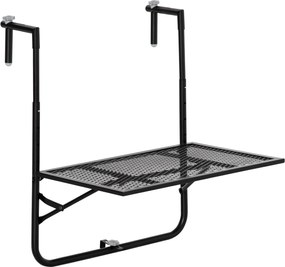 Outsunny Összecsukható Fém Függő Balkontábla Magasságának Állíthatóságával 60L x 60W x 57-72H cm - Fekete | Aosom