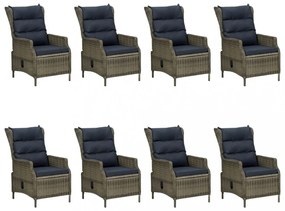 9 részes barna kültéri polyrattan étkezőszett párnákkal